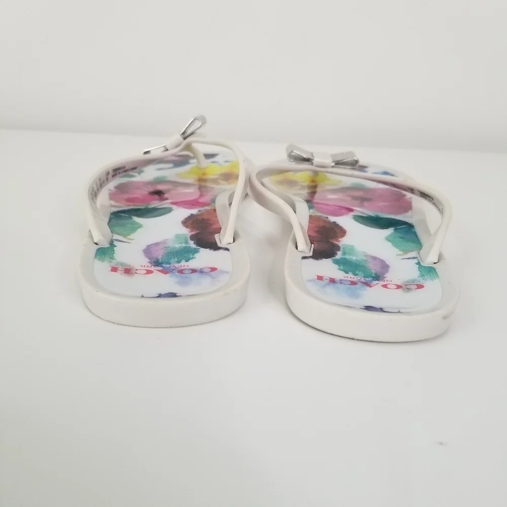 Coach Landon Jelly Floral Sandals Flip Flops Bow Detail Size 6B